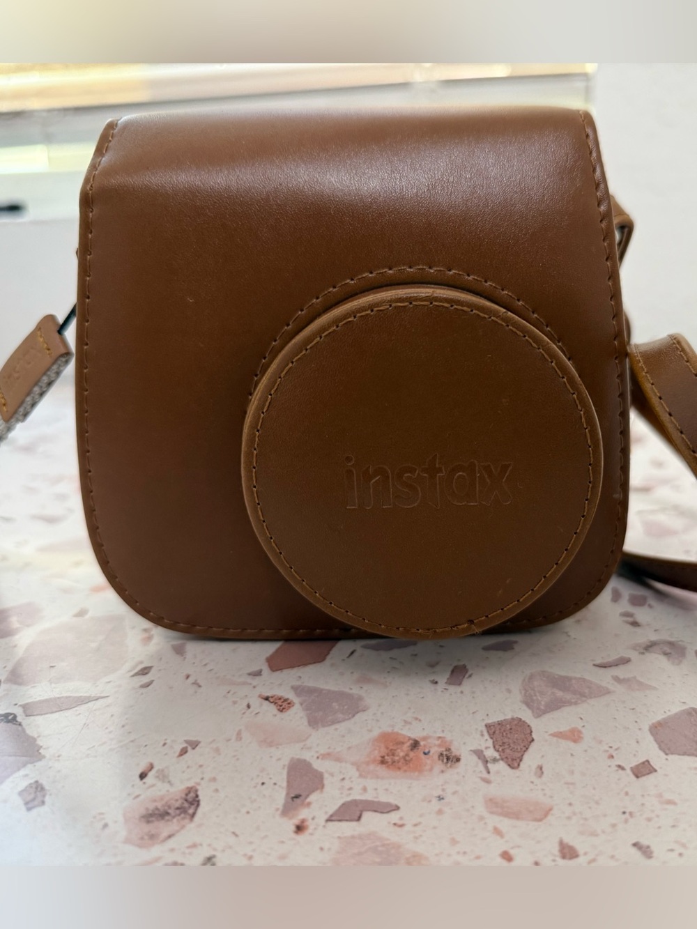 Instax Brown Faux Leather Mini Camera Crossbody